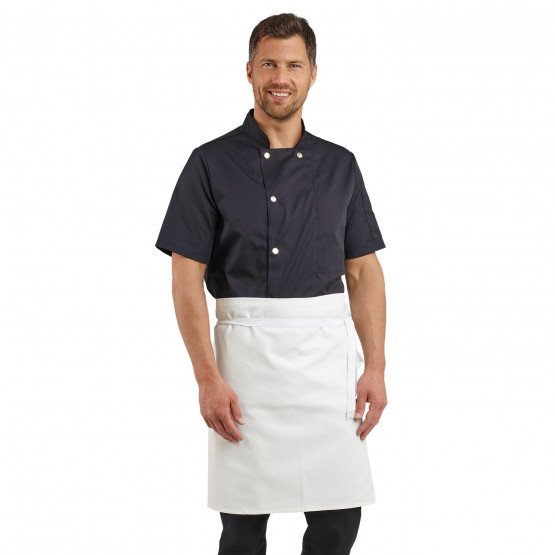 Tablier de cuisine sans bavette professionnel blanc 100% coton mixte  restaurant restauration cuisine serveur, VP302