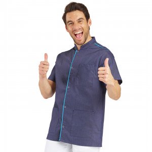 DENIM/ATOLL - Blouse professionnelle de travail à manches courtes homme - PROMO aide a domicile médical auxiliaire de vie infirm