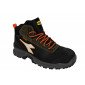 NOIR/ORANGE - Chaussure haute de sécurité S3 professionnelle de travail noire en cuir ISO EN 20345 S3 mixte manutention chantier