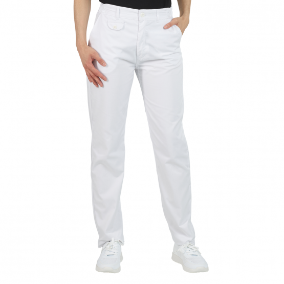 BLANC - Pantalon professionnel de travail 100% coton femme auxiliaire de vie médical aide a domicile infirmier