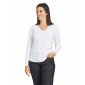 BLANC - Tee-shirt professionnel de travail à manches longues 100% coton femme aide a domicile médical auxiliaire de vie infirmie