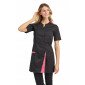 NOIR/FUCHSIA - Blouse professionnelle de travail à manches courtes femme aide a domicile infirmier auxiliaire de vie médical