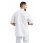 BLANC - Veste professionnelle de travail à manches courtes 100% coton mixte aide a domicile médical auxiliaire de vie infirmier