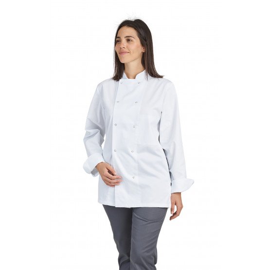 BLANC - Veste de cuisine manches longues professionnelle de travail à manches longues mixte serveur restauration cuisine restaur