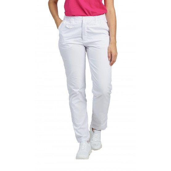 BLANC - Pantalon professionnel de travail femme auxiliaire de vie médical aide a domicile infirmier