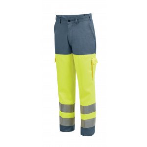 GRIS/JAUNE - Pantalon haute visibilité professionnel de travail homme manutention artisan transport chantier