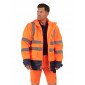 ORANGE/MARINE - Parka Haute visibilité 4 en 1 professionnelle de travail homme logistique artisan transport chantier