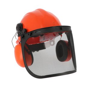 ORANGE - Casque professionnel de travail Polyéthylène EN 1731 Casque avec face grillagée de protection de l'oeil et du visage fa